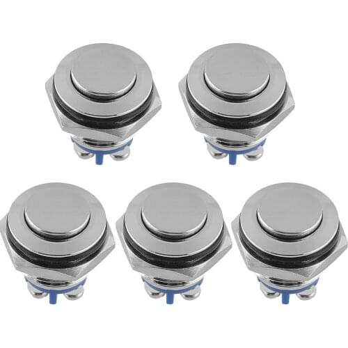 5 X DIY High Head 16mm Start Horn Momentary Stainless Metal Push Button Switch