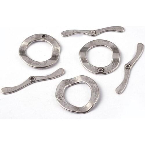 Pandahall 5Set Toggle Clasps Hooks For Necklace Bracelet Jewelry Making Supplies DIY Antique Silver Color