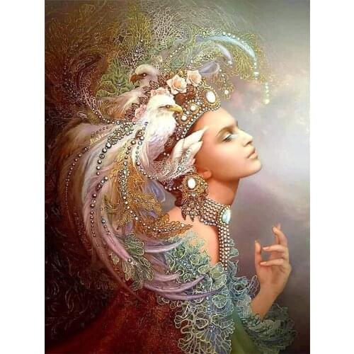 DIY 5D Diamond Painting Full Square Diamond Embroidery Fantasy Woman and Eagle Mosaic Cross Stitch Crafts Wall Home Decoration