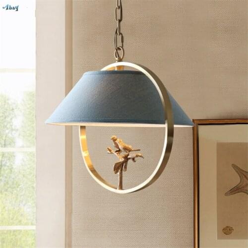 American Country Loft Copper Birds Pendant Lights Bedroom Living Room Kitchen Retro Table Bar Restaurant Hanging Lamps Fixtures