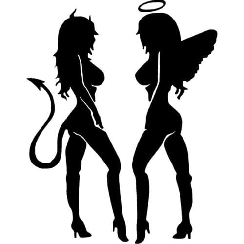 Car Stickers 10.5CM*14CM ANGEL DEVIL Sexy Girl Car Motorcycle Decoration Sticker for Honda CRV Accord Odeysey Crosstour FIT
