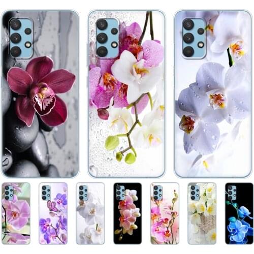 Case For Samsung Galaxy A32 A42 A52 A72 4G 5G S21 plus Note 20 ultra phone back Cover coque bumper Orchid Flowers