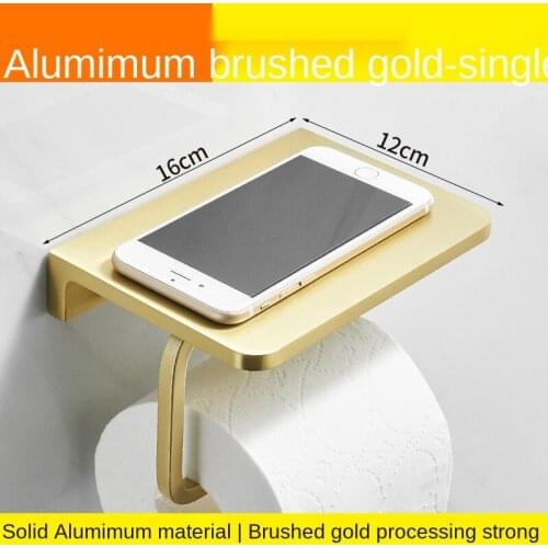 Toilet Paper Holder Brushed Gold Tissue Paper Holder Brass Phone Holder Paper Roll Holder With Phone Storage Shelf