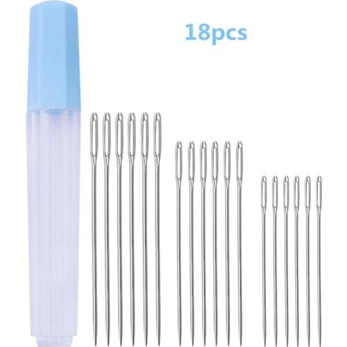 MIUSIE 20pcs Leather Crafts Sewing Needle Pointed Prism Tool Embroidery Stitching Gold Tail Big Eye Needles With Clear Bottle