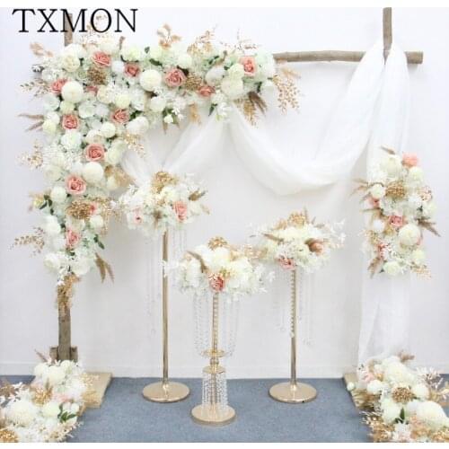 Simulation Triangle Flower Row Finished Arrangement Background Wedding Arrangement Stage Props Rose Decoration Silk Flowers Wall