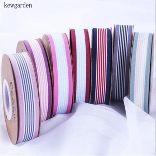 Kewgarden Wholsale Stripe Knitting Satin Ribbons 1-1/2" 1" Handmade Tape DIY Bowknot Ribbon Accessories Packing Riband 100 Yards