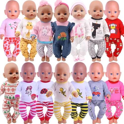 2021 New Pattern Clothes Hand Printed Jumpsuit Fit 18 Inch American&43cm Baby New Born Doll Clothes Accessories