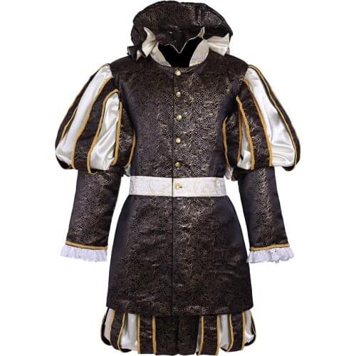 Queen Elizabeth Tudor Period Medieval Men Cosplay Costume Tudor Kings Top Pants Tudor King Henry Lord Court Suit L321