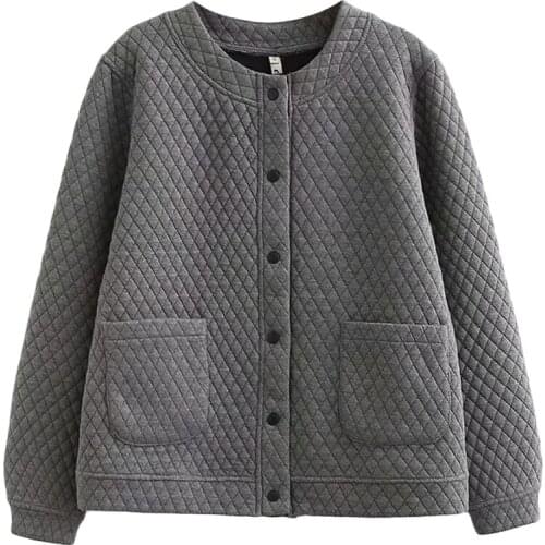 XL Plus Size Womens Jacket Middle-Aged Elderly Grandma Spring Autumn Coat Single-Breasted Loose Casual Quilted Overcoat Tops