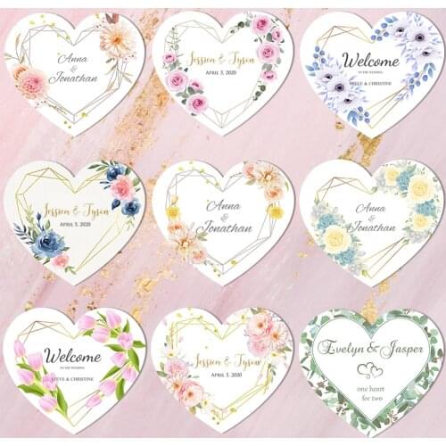 Love Heart Floral Stickers Customize Wedding Stickers Personalized Stickers Custom Valentines Day Bridal Shower Decorations