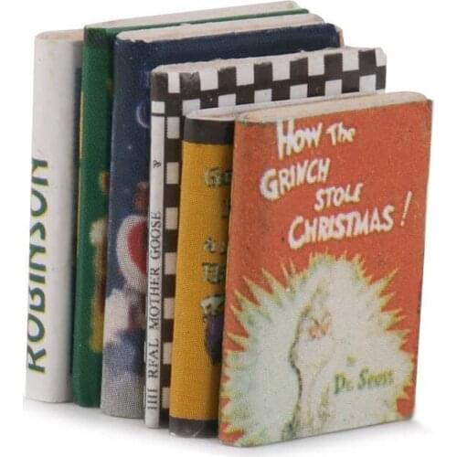 1/12 Wooden Doll house Miniature Books 6 pcs colorful