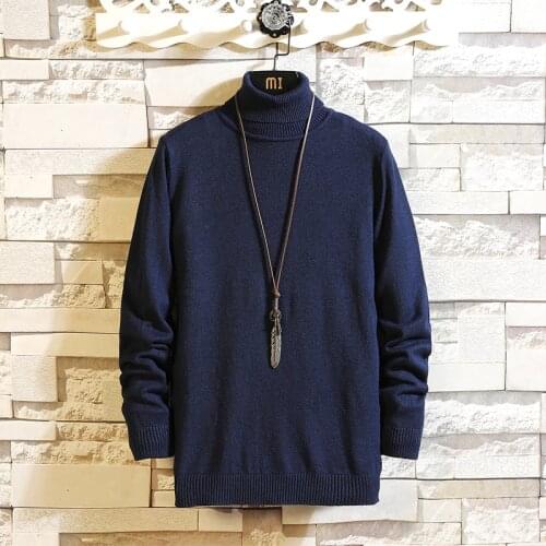 New Autumn Winter Mens Sweater Men Turtleneck Solid Color Knitt Simple Casual Sweater Male Slim Fit Brand Knitted Pullovers