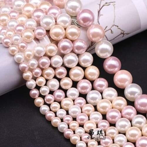 Natural Multicolor Shell Pearl Beads 6 8 10 12 14MM Pick Size Shell Pearl Round Loose Beads For Jewelry Making Charm Necklaces
