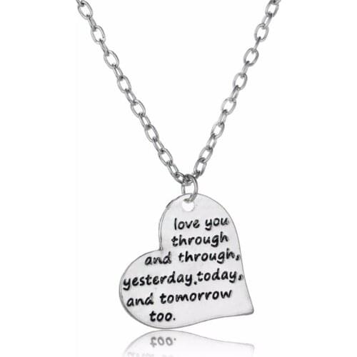 Love You Through And Through Yesterday Today And Tomorrow Pendant Chain Necklace Women Men Lovers Couple Girls Valentines Gifts
