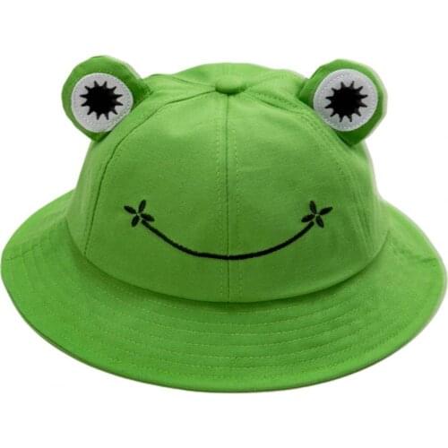 Unisex Adult Kids Children Bucket Hat Cute Frog Anti Sun Wide Brim Foldable Fisherman Cap Outdoor Sunscreen Bucket Hat Sunhat
