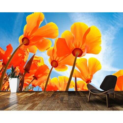 Papel de parede blue sky flowers natural landscape 3d wallpaper,living room tv wall bedroom wall papers home decor mural