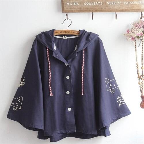 Lolita Cloak Harajuku Hoody Punk Japanese Christmas Fleece Cape Loose Pullover Batwing Sleeve Hoodie High street Coat Girls