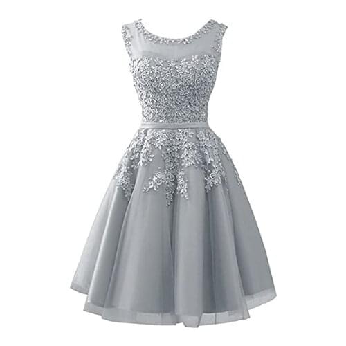 ANGELSBRIDEP Scoops Homecoming Dresses Junior Party Gowns Fashion Applique Tulle Abendkleider Short Graduation Pageant Dresses