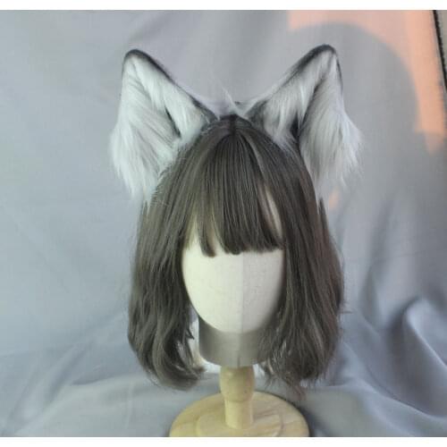 Plush Simulation Stereo Animal Beast Ear Hairpin KC Headdress Cosplay Soft Girl Cute Cat Ear Wolf Ears Lolita Headband Props