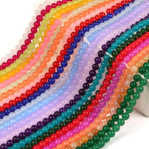 Multicolor White Jades Agates Stone Beads 6 8 10mm Round Loose Spacer Beads For Jewelry Making DIY Bracelet Necklace Accessories
