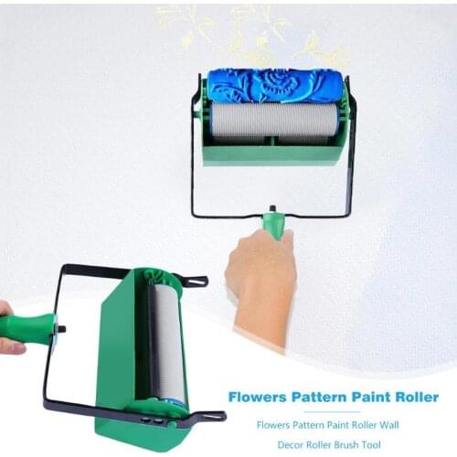 5 inch Rubber Embossed Flower Pattern DIY Paint Roller Sleeve Decorative Texture Roller for Wall Painting Machine