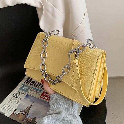 Luxury Design Women Shoulder Bag PU Leater Stone Pattern Crossbody Bag Chain Wild Aquare Bag Soild Color Female Small Handbags