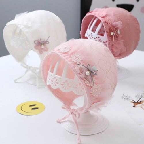 Newborn Hat Princess Baby Girl Lace Flower Cap Summer Cute Cotton Hats Baby Photography Props