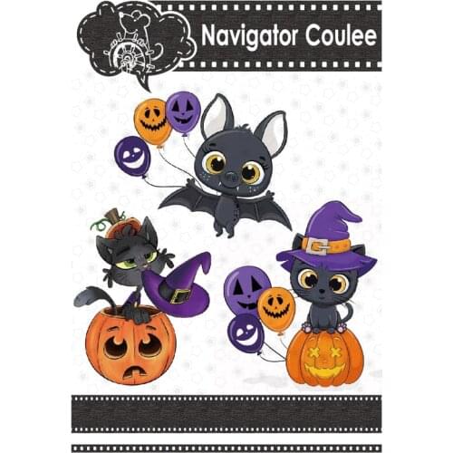 Halloween die dies cat balloon bat pumpkin dies witch， hatmetal cutting mold scrapbook stamps and mold craft supplies 2021 new