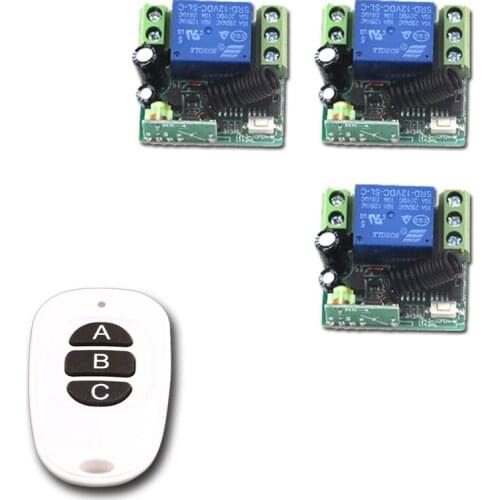 Special Design DC12V Mini 1CH RF Wireless Remote Control Switch System 3 Receiver & 1Transmitter Smart Home