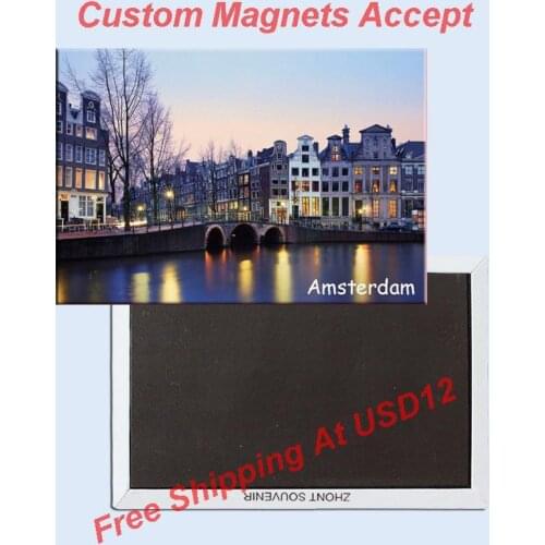 Tourist Magnets 78*54mm Amsterdam Scene Metal Wrapped Souvenir Magnets 20060 Tourist Memorabilia Gift
