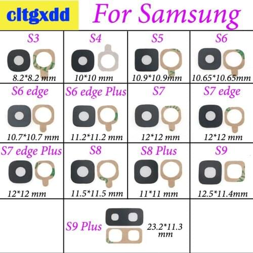 Cltgxdd Rear Camera Glass Lens Cover Ring with Sticker Glue For Samsung Galaxy S3 S4 S5 S6 edge + S7 edge S8 S9 S9 plus