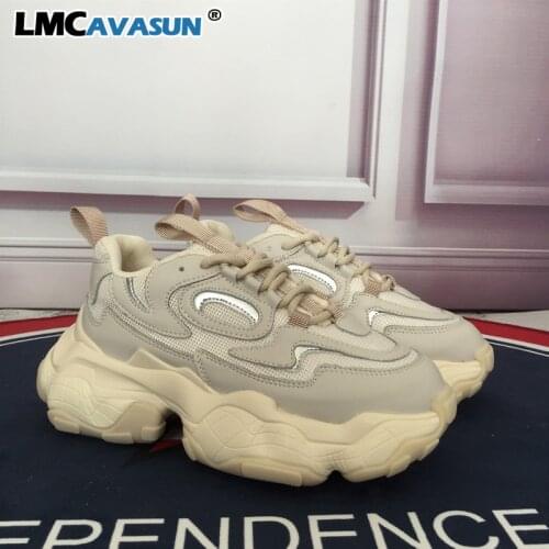 LMCAVASUN 2020 Celebrity Sneakers Women Trendy Chunky Dad Shoes Woman Buty Damskie Thick Sole Ladies Platform Shoes Femme