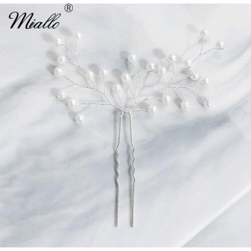 Miallo Newest Handmade Pearls Wedding Hairpins Bridal Hair Jewelry Accessories Headpieces for Women Hair Ornaments