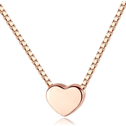 MetJakt S925 Sterling Silver Minimalist Lovely Rose Gold Plated Pendant Box Chain Womens Necklace