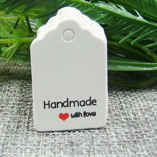 1.18*0.8inch 200pcs scallop white handmade with love garment tags sewing gift box candy decoration hanging garment labels tag