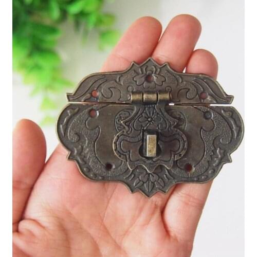 1 Set Vintage Antique Wooden Case Jewelry Gift Box Decor Hasp Latch Hook Hardware Door Clasp Lock Picks Furniture Fittings