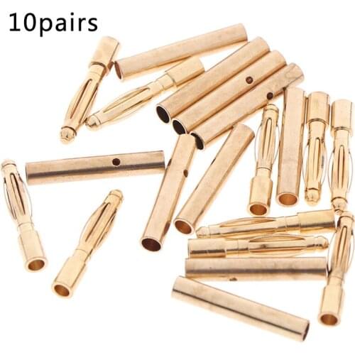 10Pairs Copper 2mm Gold Bullet Connector Banana Plugs Male &Female For RC Car Battery