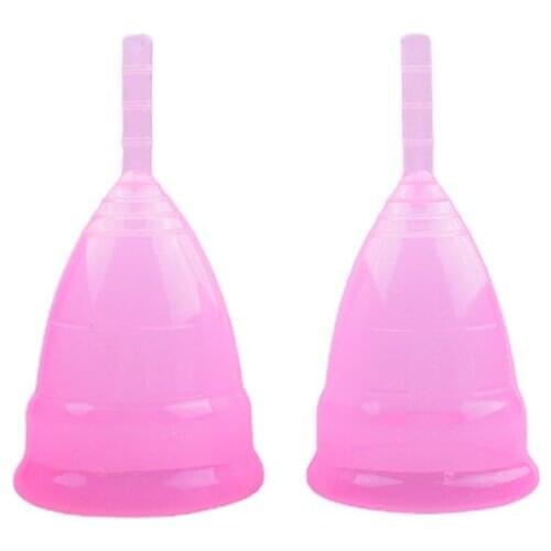 2pcs/pack S+L Feminine Hygienemenstrual Cup Menstrual Cup Copa Menstrual Cup For Lady Period Women Reusable Lady Cup