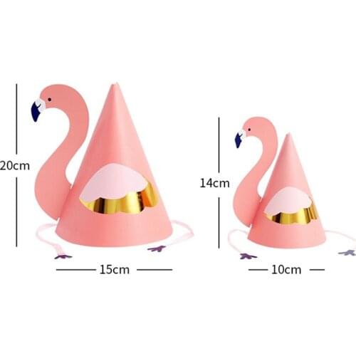 5pc/set Happy Birthday Hat Flamingo Pink Paper Hat Girl/ Boy Birthday Baby Shower Party Decoration Event & Party Supplies 7D