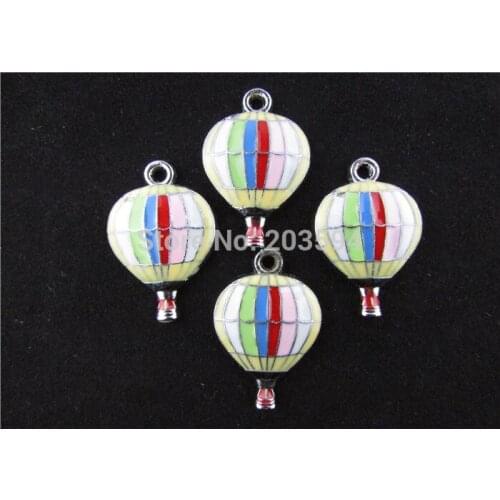 AE147 20pcs Mixed Enamel Alloy fire balloon Charms Pendants Hot Air Balloon Charms 29x19mm