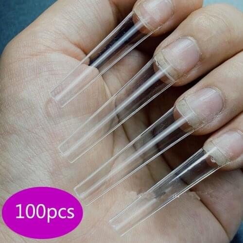 Non C-Curve XXL Long Coffin Acrylic Nail Tips Straight False Nails Half Cover Artificial Tip pack of 100