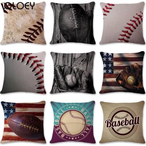 American Football Baseball Rugby Series Decorative Cotton Linen Cushion Cover Pillowase Home Decor Pillow Cover for Sofa Car