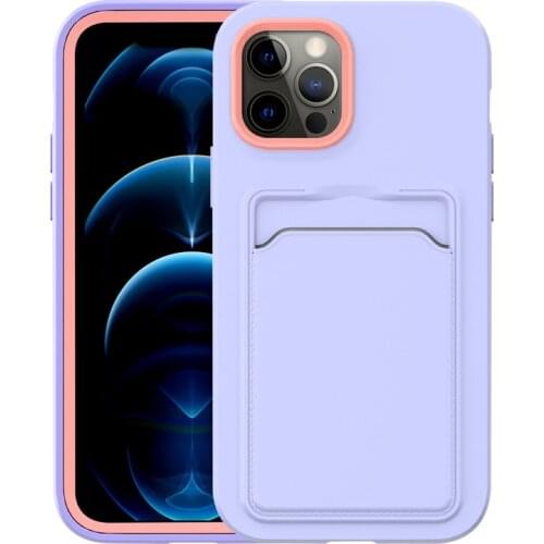 Card Slot Phone Case for iPhone 12 11 Pro Max Mini XS XR Shockproof Silicone Back Cover PC Front Bumper Hybrid Protection Coque