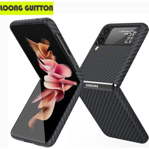 Real Carbon Fiber Case For Samsung Galaxy Z Flip 3 5G Aramid Fiber Folding Protective Phone Case Cover for Samsung Z Flip 3