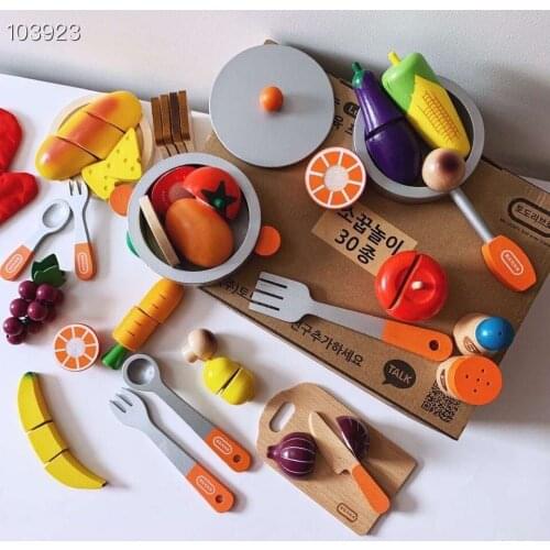 Wooden fruit vegetable cutting toys ChildrenS Educational Early Childhood Play House Toys Fruit Cutting Game & Vegetable Slicer