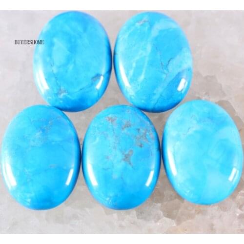 For Jewelry Making Necklace Pendant Bracelet Earrings 18x25MM&15x20MM Oval Natural Stone Bead Blue Howlite CAB Cabochon 5Pcs