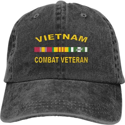Jzshqakqkns Vietnam Combat Veteran Hat Adjustable Unisex Denim Hat Baseball Cap