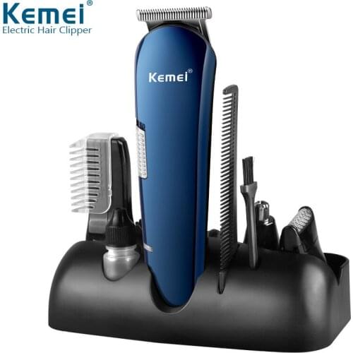 KEMEI 5 In 1 Rechargeable Hair Trimmer Titanium Hair Clipper Electric Shaver Beard Trimmer for Man USB Multifunctional Shaving