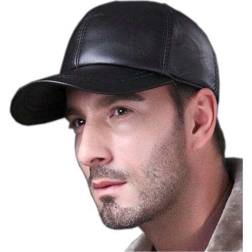 Hot selling 2020 real leather hat new winter Sheepskin hat genuine leather warm adjustable baseball cap for man caps