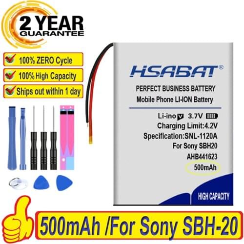 Top Brand 100% New 500mAh 381424 AHB441623 Battery for Sony SBH-20 SBH20 Wireless Headset Batteries + free gfit